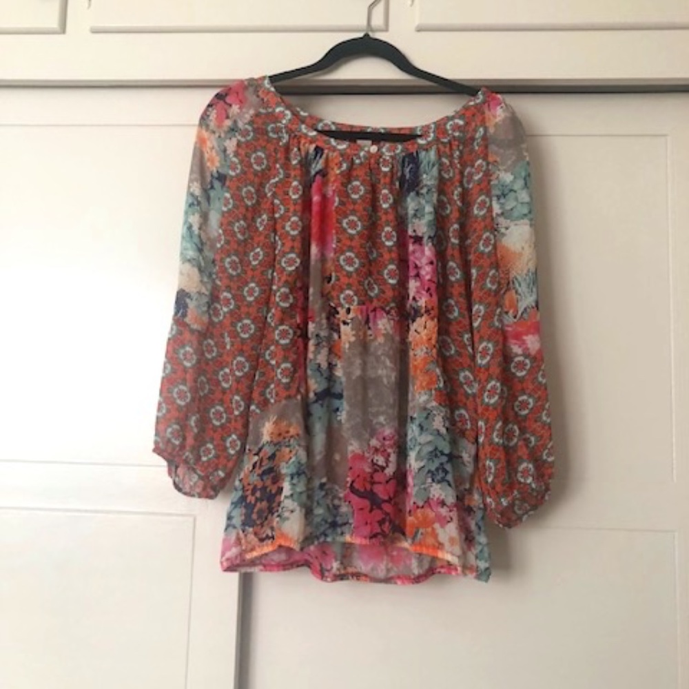 Fig and Flower long sleeve blouse size large